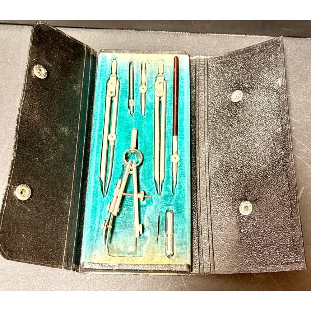 vintage technical drawing and drafting instrument set architects, engineers CR7